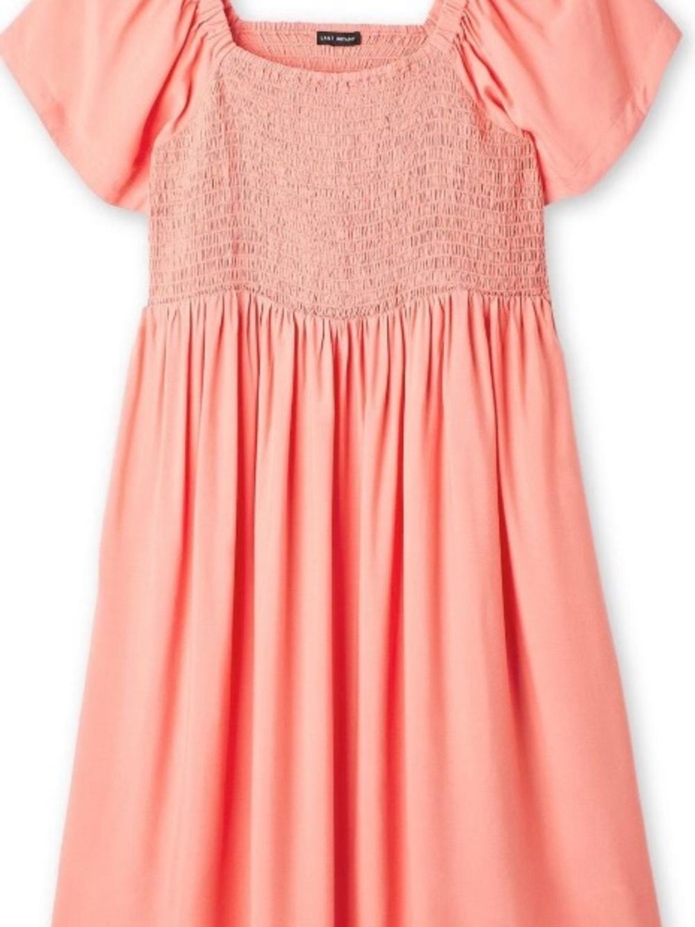 Lane Bryant Coral-Peach Smocked Square-Neck Dress